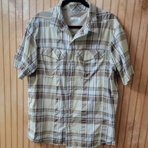 Columbia Men's Short-Sleeve Plaid Button-Down Shirt - Brown & Cream